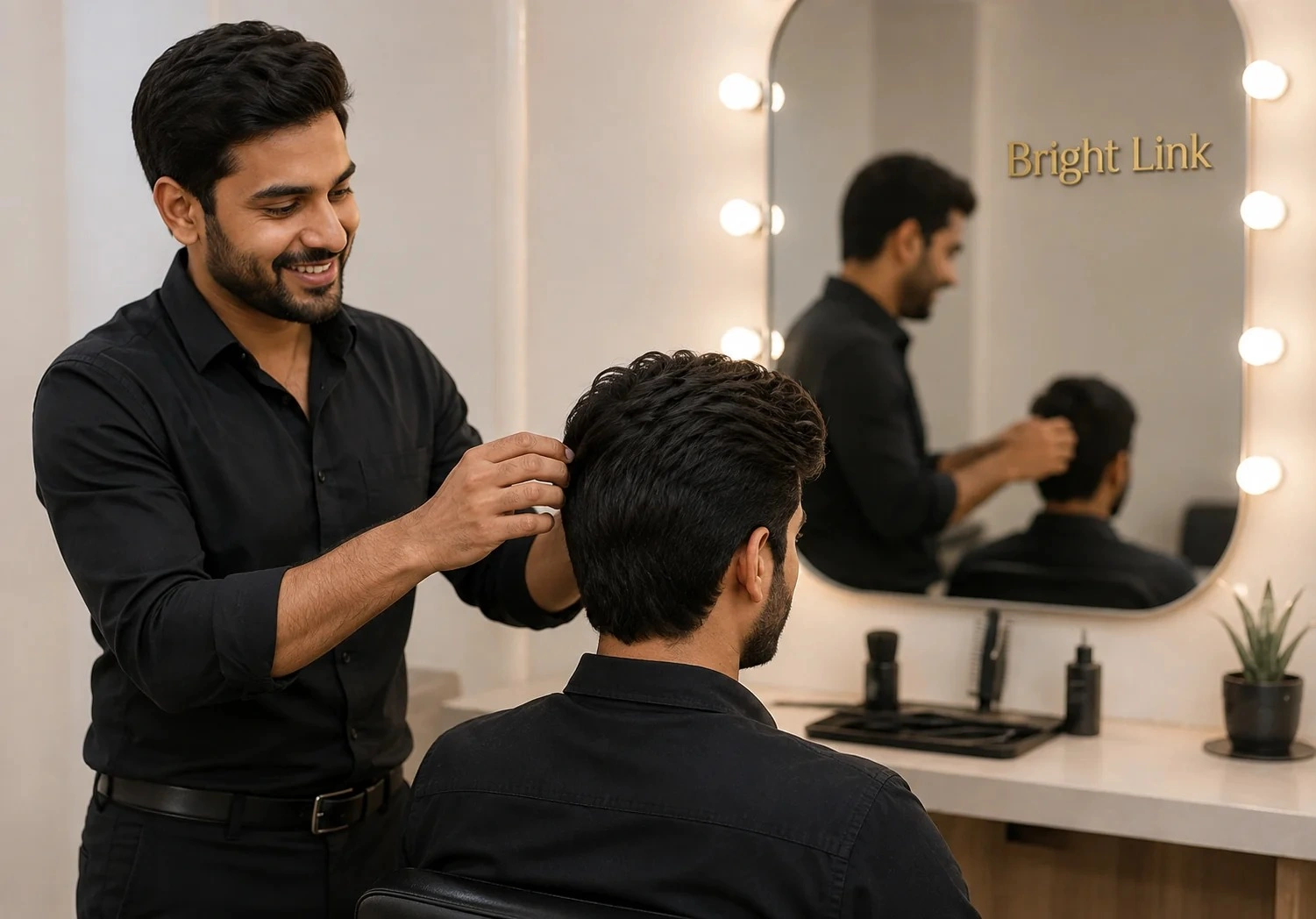 BrightLink Hair Fixing studio and client hair transformation journey