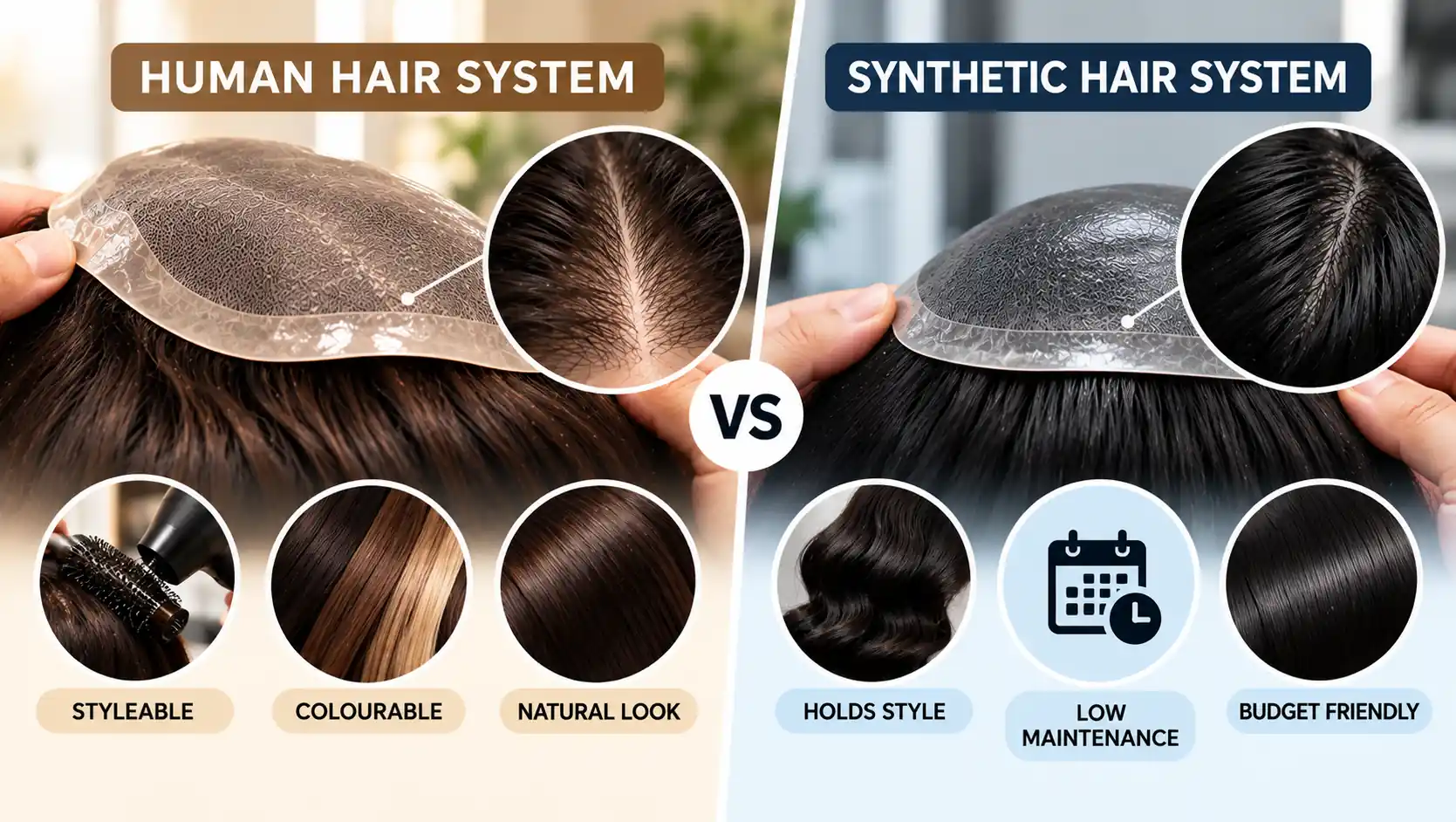 Real Human Hair vs Synthetic Hair Systems: Pros, Cons and Longevity