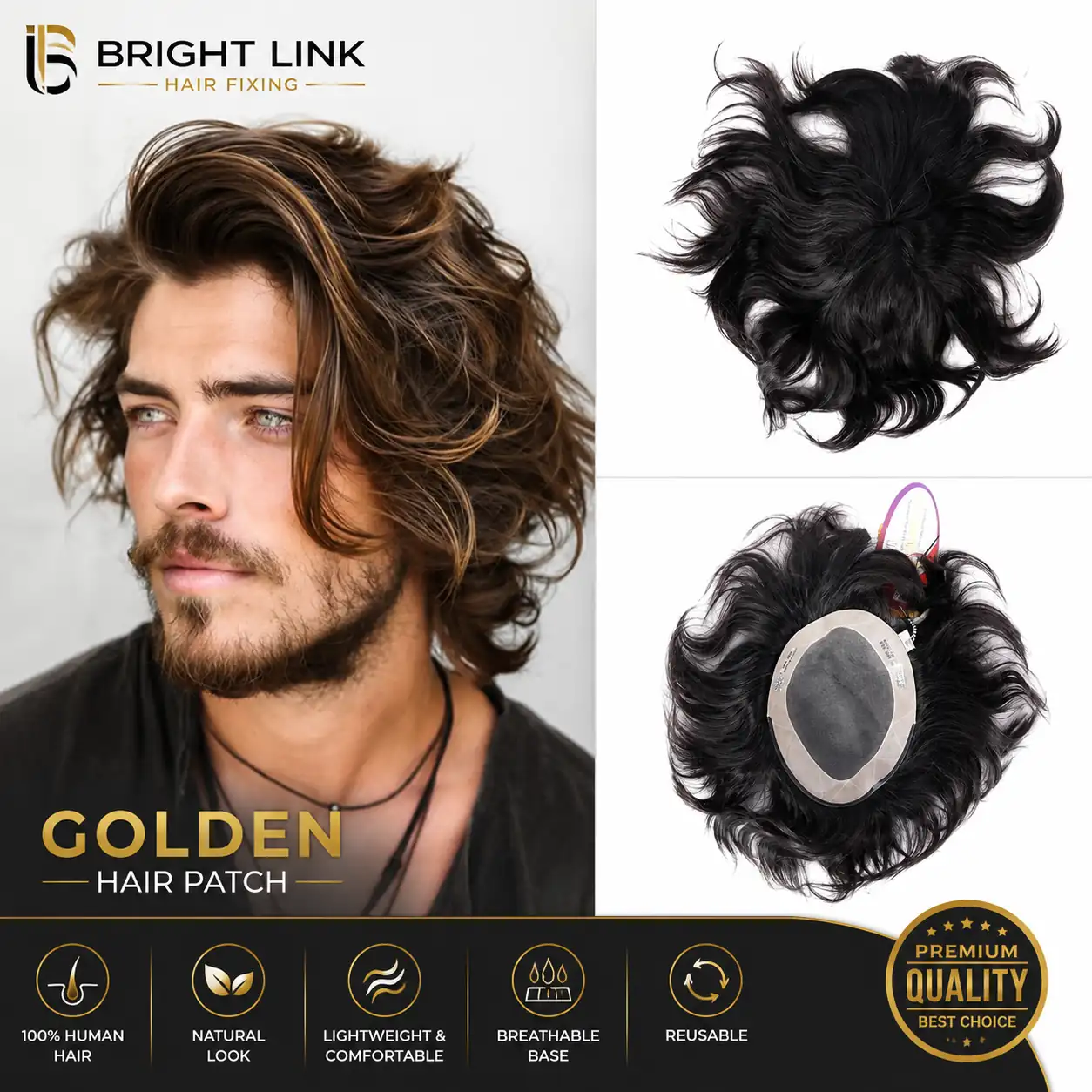 Golden Hair Patch for Men
