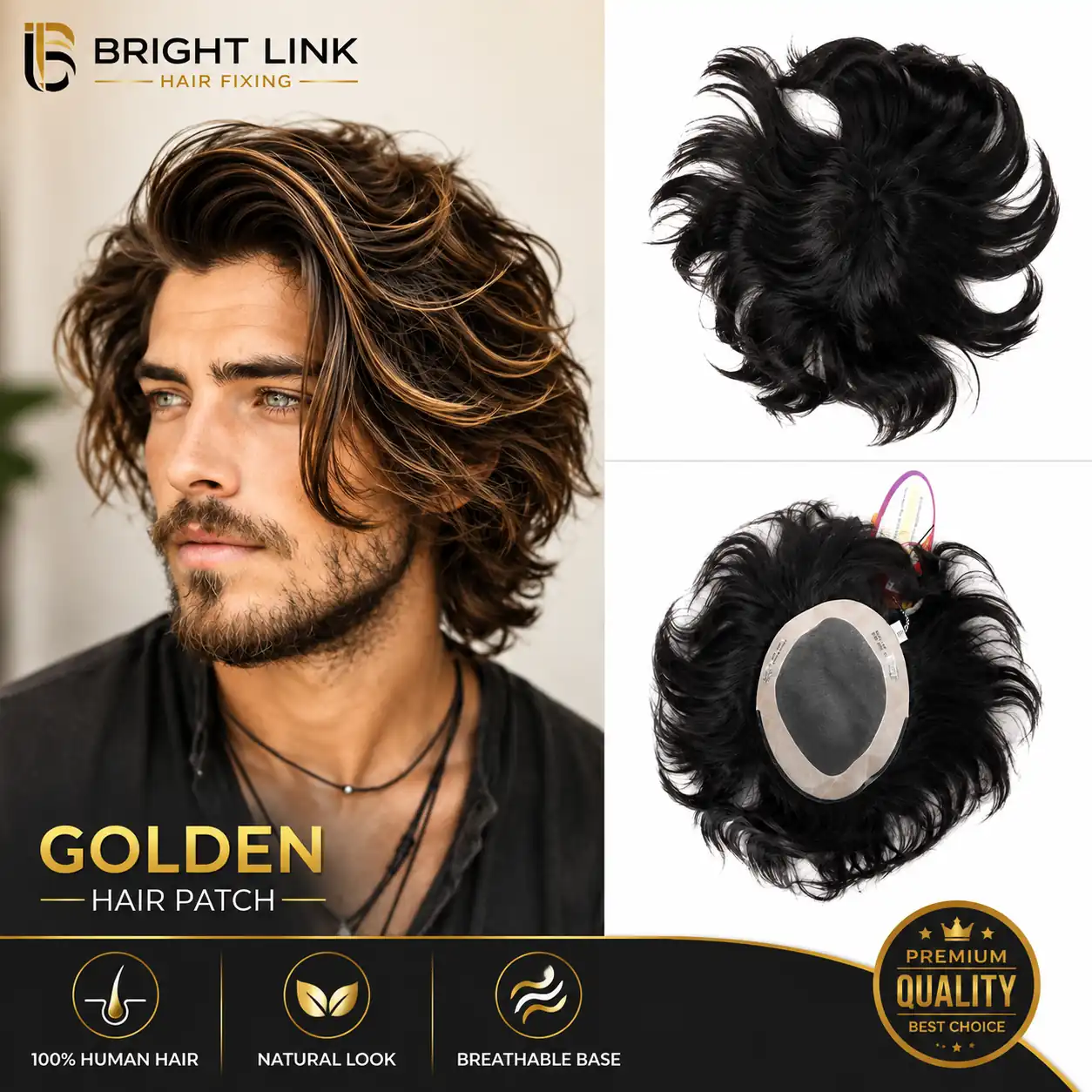 Golden Hair Patch for Men