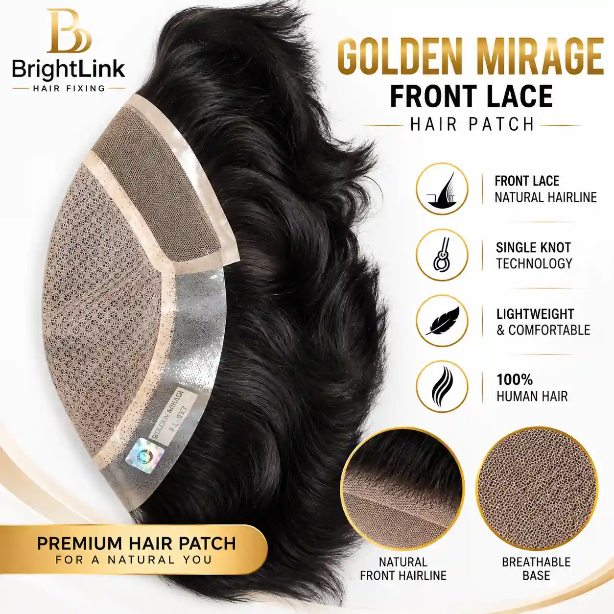 Golden Front Lace Mirage Hair Patch
